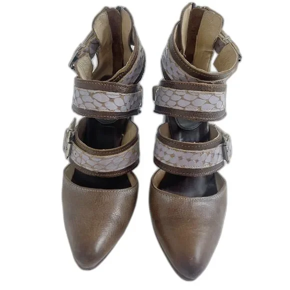 Freebird Jaclynn Strappy Heeled Sandals Heels Distressed Boho Western Size 10 - Picture 4 of 12